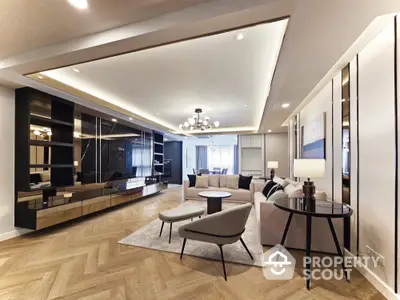 Luxurious modern living room with elegant decor and spacious seating area