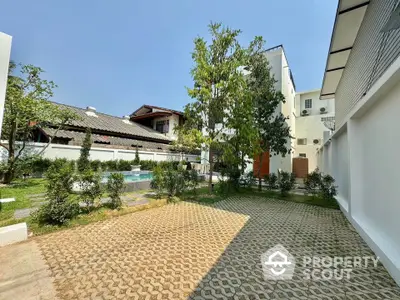 Spacious garden with pool view in modern residential area