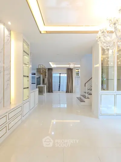 Luxurious open living space with elegant lighting and modern design