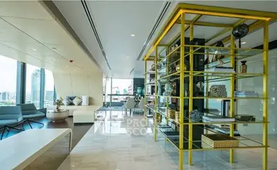 Luxurious modern living room with panoramic city views and stylish decor