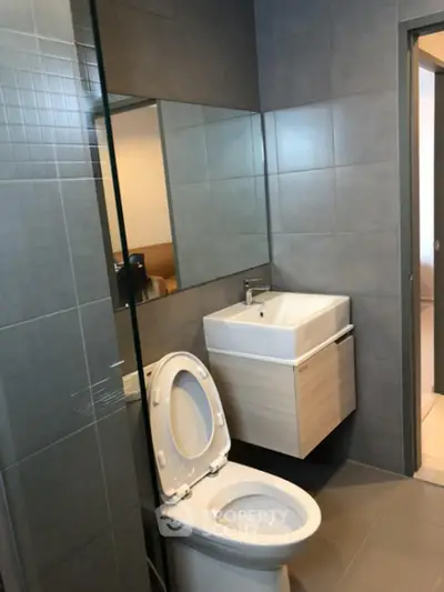 Modern bathroom with sleek design and contemporary fixtures