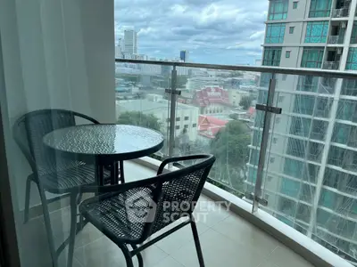 Chic balcony with city view, perfect for relaxing and enjoying the skyline.
