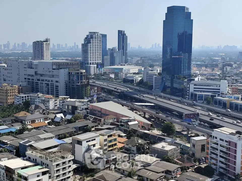 Stunning cityscape view showcasing modern skyscrapers and bustling urban life.