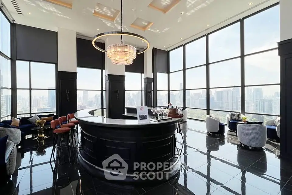 Luxurious penthouse with panoramic city views and elegant interior design
