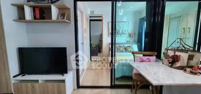 Modern apartment interior with cozy bedroom and stylish living area