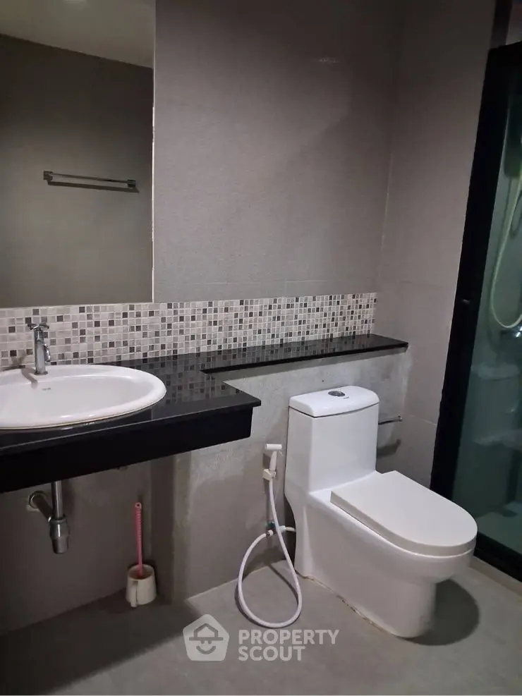 Modern bathroom with sleek fixtures and contemporary design
