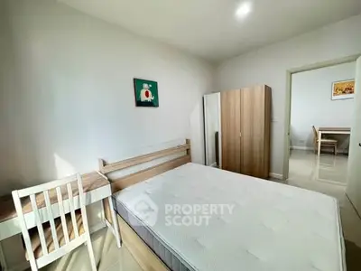 Bright and cozy bedroom with modern furniture and natural light