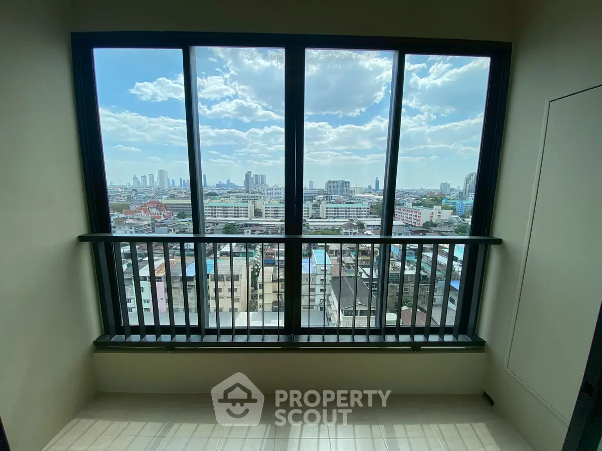 Stunning cityscape view from a modern apartment balcony, perfect for urban living.