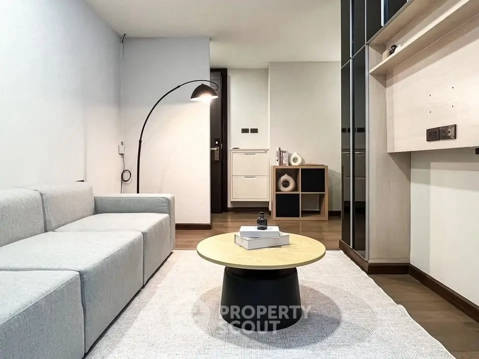 Modern living room with sleek furniture and stylish decor