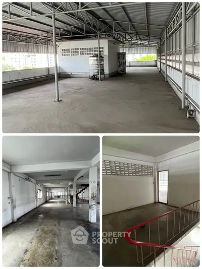 Spacious industrial warehouse with open layout and ample natural light.