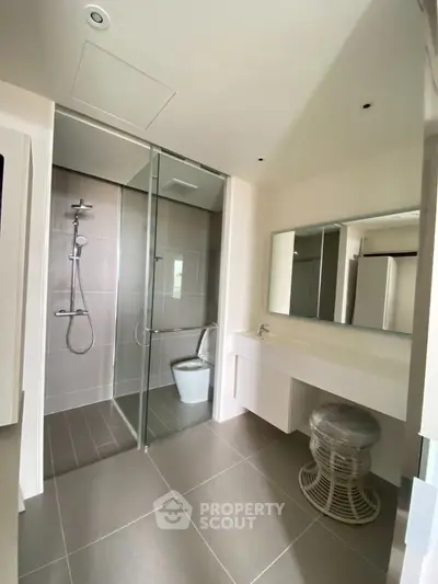 Modern bathroom with sleek shower and minimalist design
