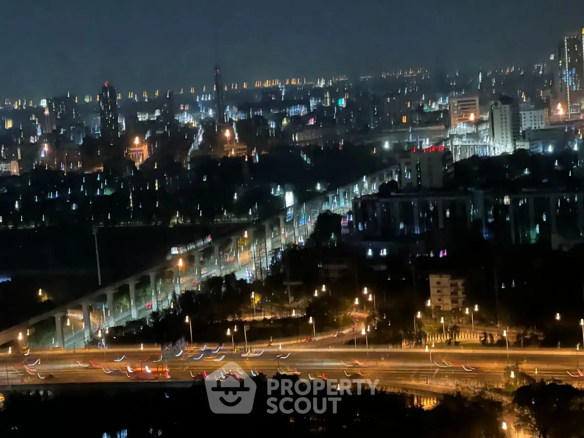 Stunning cityscape night view with illuminated skyline and bustling roads