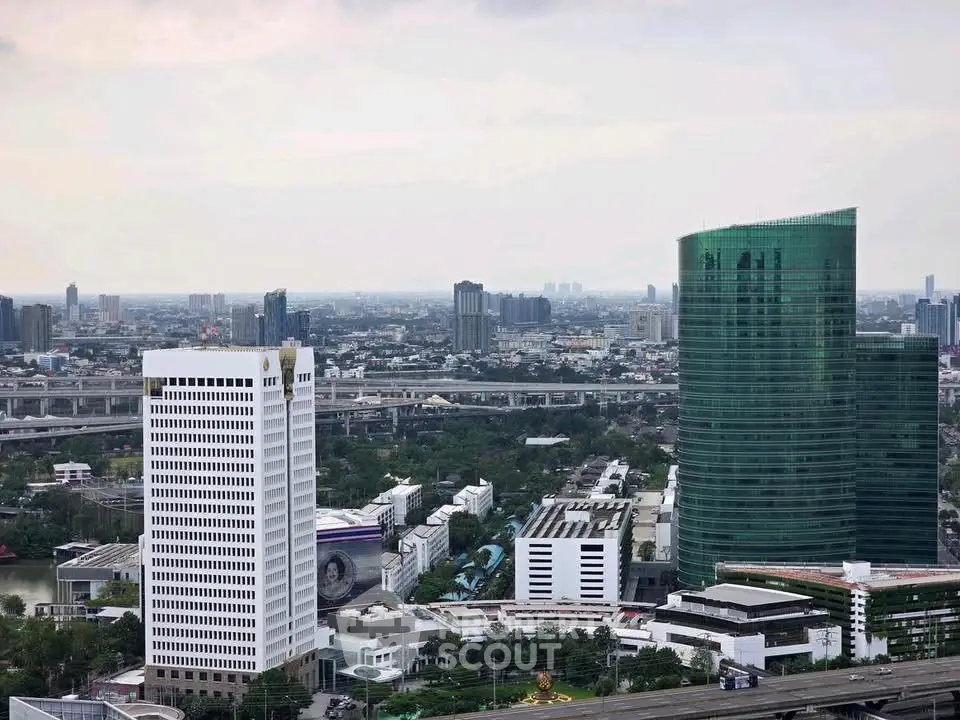 Stunning cityscape view featuring modern high-rise buildings and urban skyline.