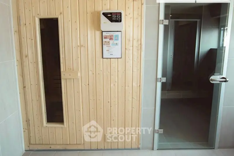 Luxurious sauna and steam room in modern residential building