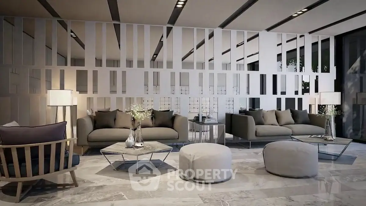 Luxurious modern living room with elegant decor and stylish furniture