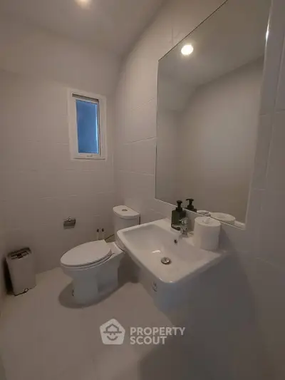 Modern bathroom with sleek fixtures and minimalist design