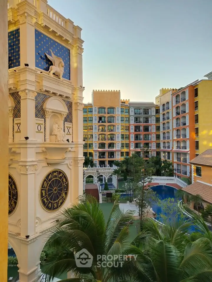 Luxurious resort-style apartment complex with stunning architecture and lush gardens