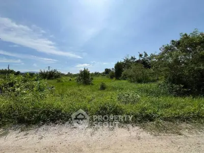 Expansive green land under clear blue sky, perfect for development opportunities.