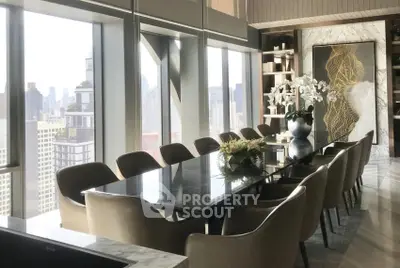 Luxurious dining area with stunning city views and elegant decor