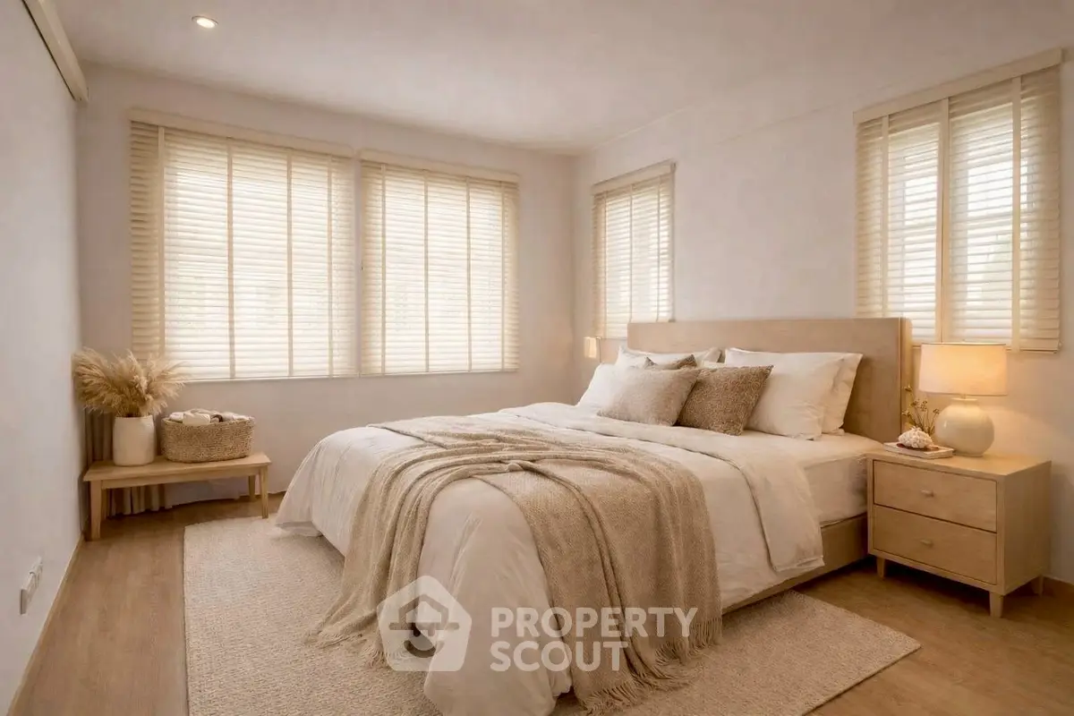 Cozy and inviting bedroom with natural light and elegant decor, perfect for relaxation.