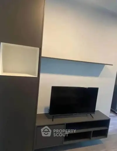 Modern living room with sleek TV stand and minimalist design