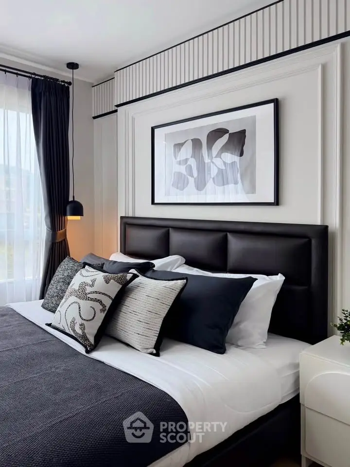 Elegant modern bedroom with stylish decor and cozy ambiance