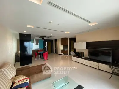 Spacious modern living room with sleek design and open layout