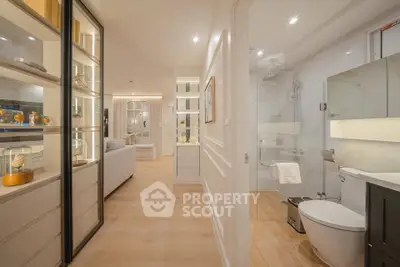 Luxurious modern apartment interior with open layout and elegant lighting