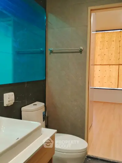 Modern bathroom with sleek design and natural light