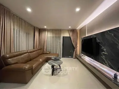 Luxurious living room with modern decor and sleek furniture