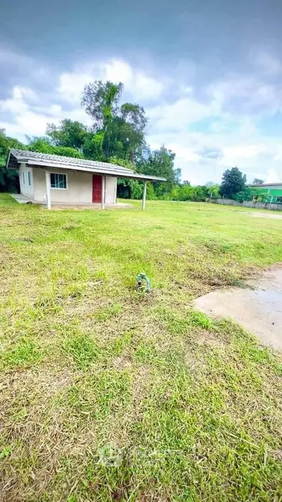 Charming countryside house with spacious green lawn and serene surroundings.