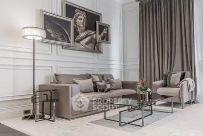 Luxurious modern living room with elegant decor and plush seating