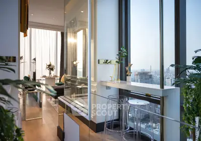 Luxurious high-rise apartment with stunning city view and modern interior design.
