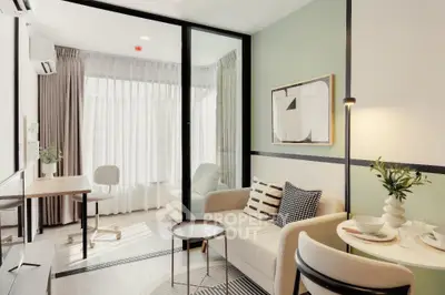 Modern living room with stylish decor and natural light