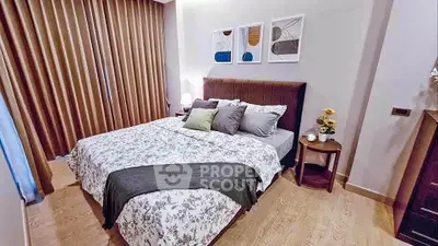 Cozy bedroom with stylish decor and natural light