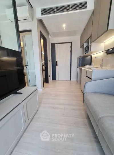 Modern apartment interior with sleek design and open layout