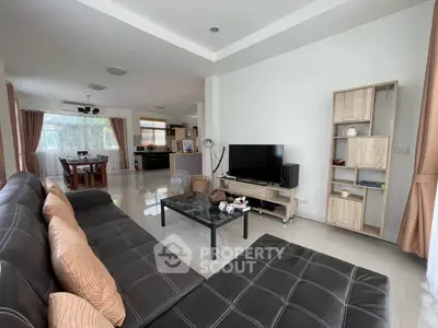 Spacious modern living room with open layout and stylish furniture