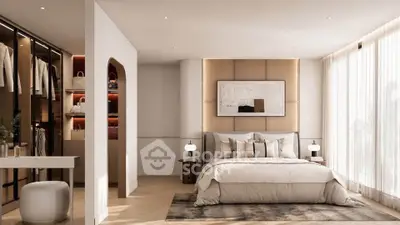 Luxurious bedroom with walk-in closet and elegant decor