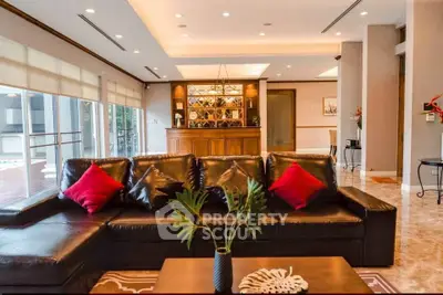 Luxurious living room with elegant leather sofa and stylish decor