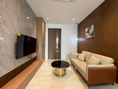 Modern living room with sleek design and stylish furniture