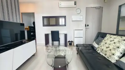 Modern living room with sleek furniture and stylish decor
