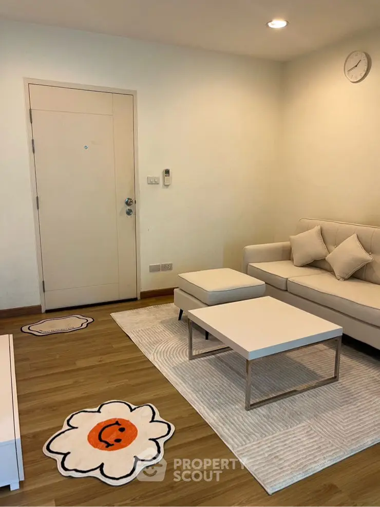 Cozy living room with modern sofa and stylish decor