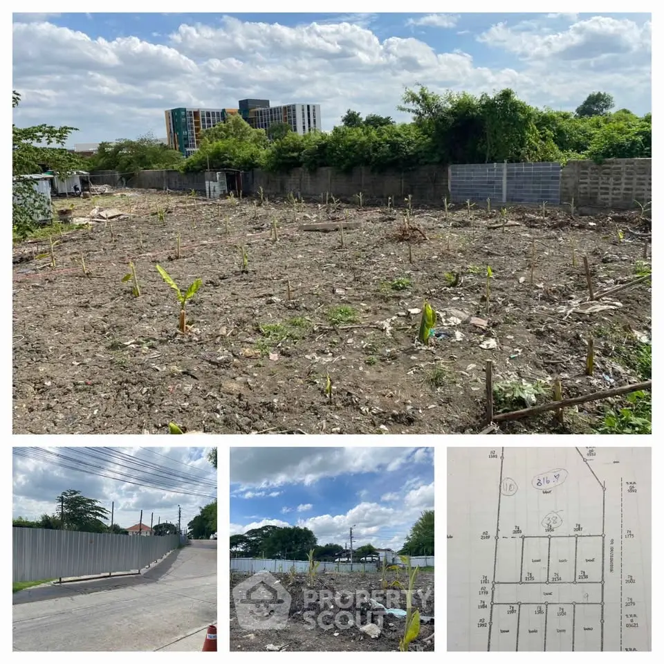 Vacant land plot with development potential in urban area, featuring clear boundaries and nearby infrastructure.