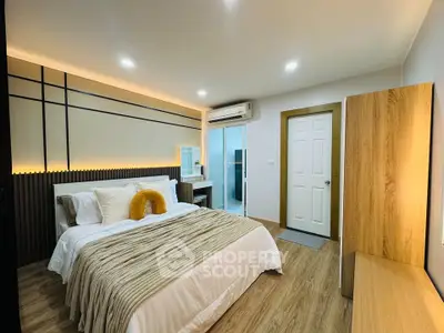 Modern bedroom with cozy lighting and stylish decor