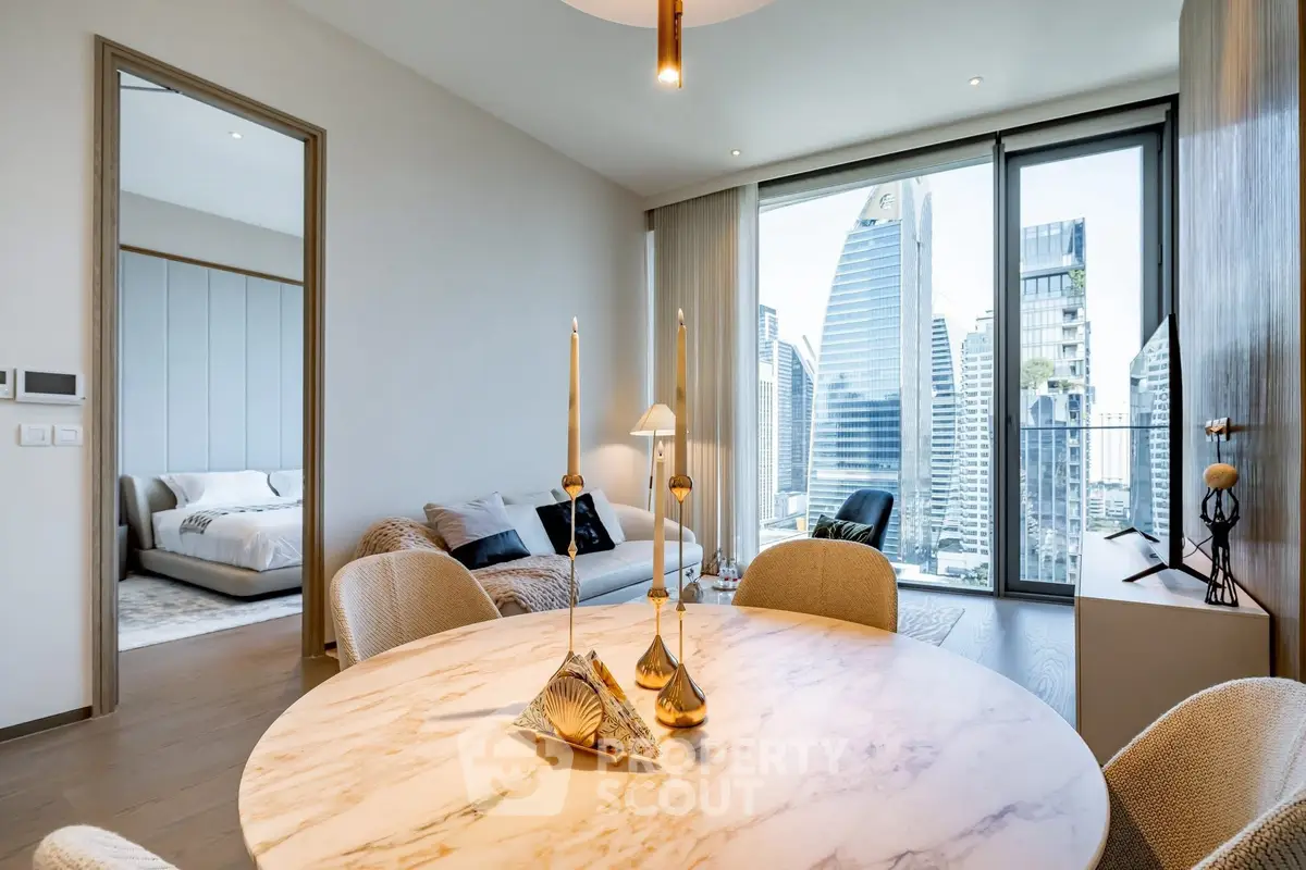 Luxurious modern apartment with stunning city view and elegant interior design