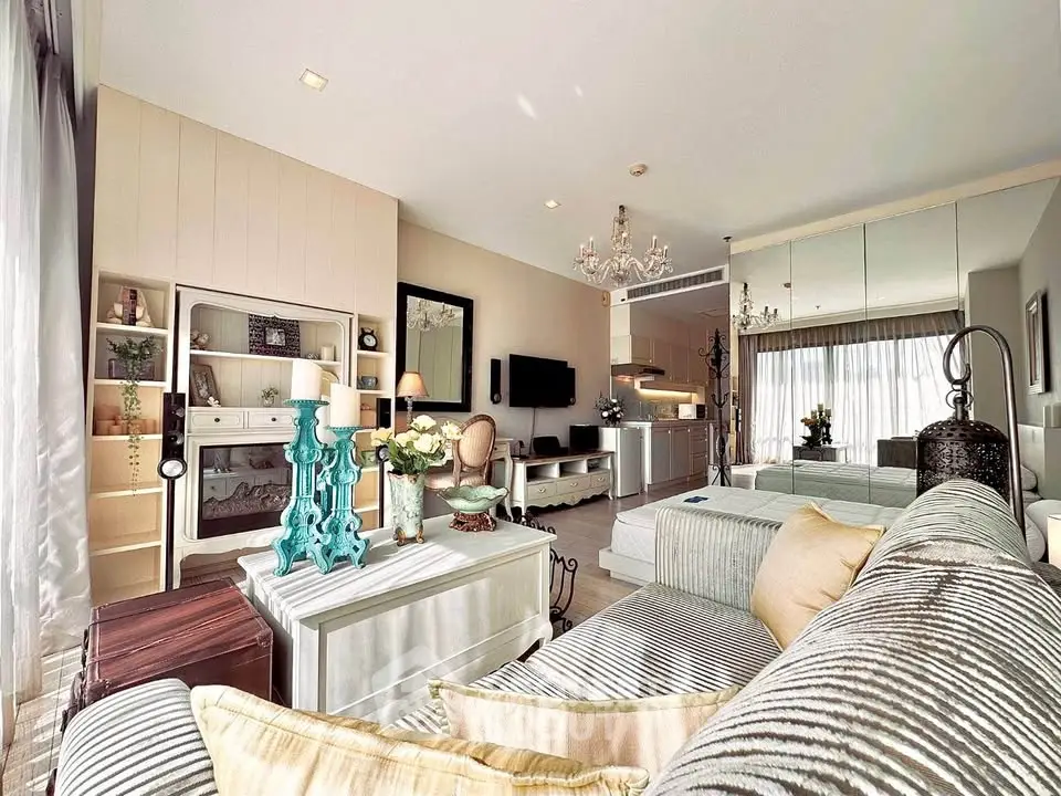 Luxurious living room with elegant decor and ample natural light