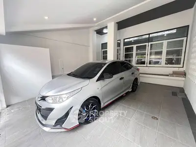 Spacious garage with sleek car in modern home setting