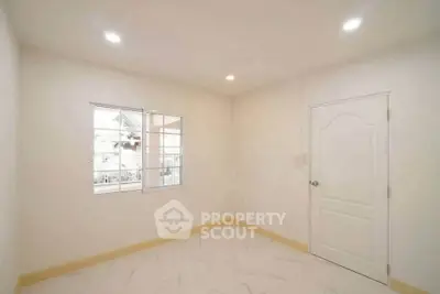 Bright empty room with window and door, ideal for customization