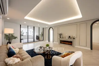 Luxurious modern living room with elegant decor and spacious layout