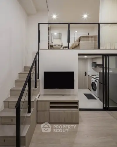 Modern loft apartment with mezzanine bedroom and stylish living area